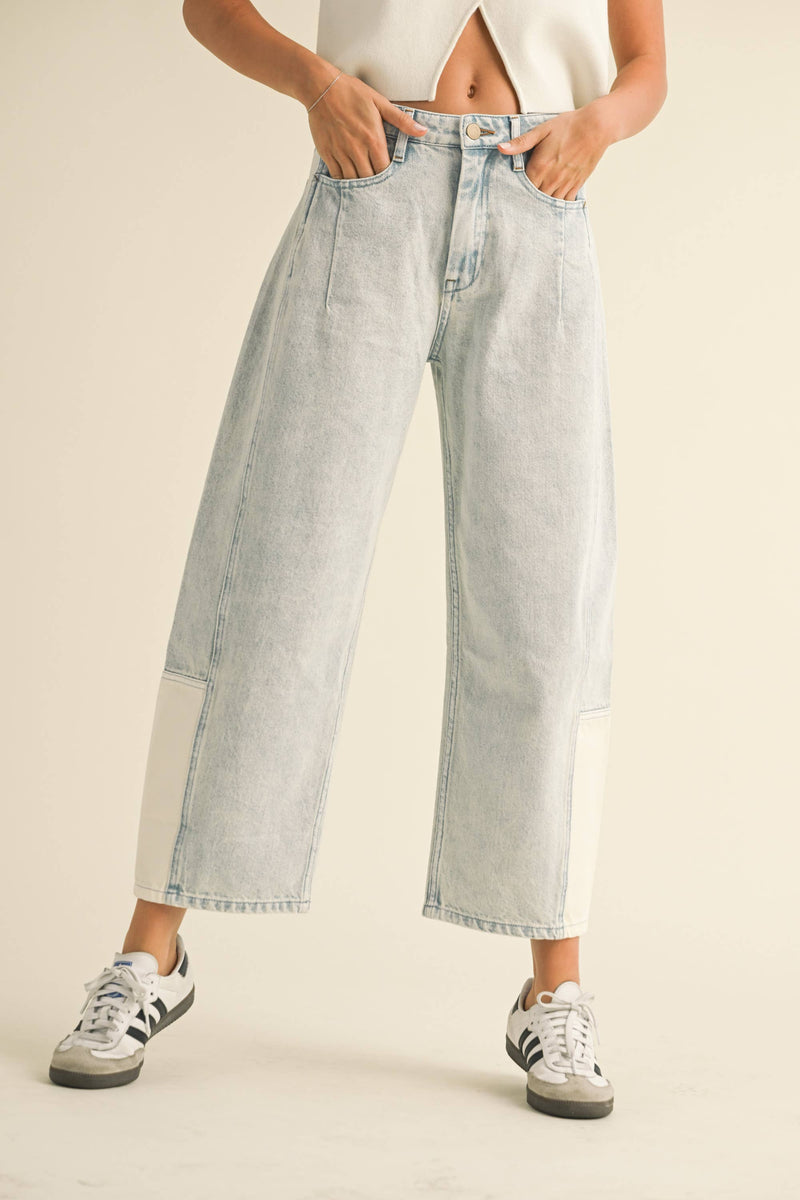 BARREL DENIM PANTS: LT BLUE / L