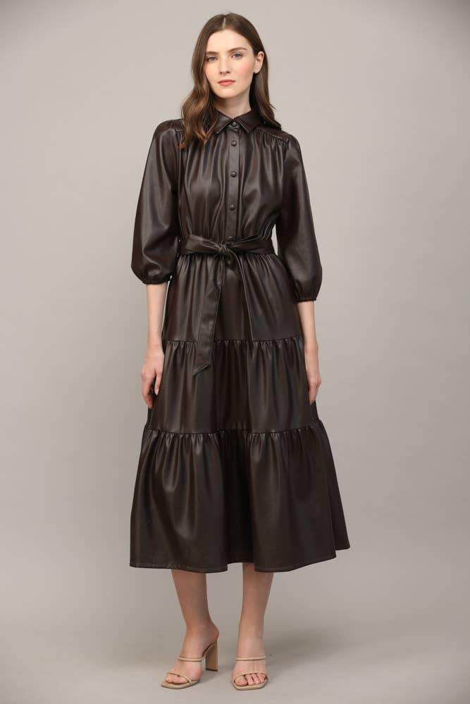 TIERED MIDI DRESS: ECRU / M