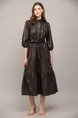 TIERED MIDI DRESS: ECRU / L