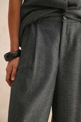 WIDE LEG TROUSERS: Black / S