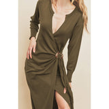 Stay Close Tortoise Buckle Knit Dress