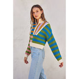 Colorburst Half Zip Collared Sweater: MORNING GLORY / S-M-L(3-2-1)