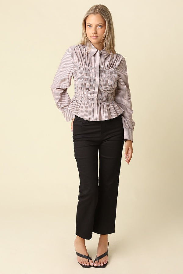 Nomi Smocked Peplum Shirt