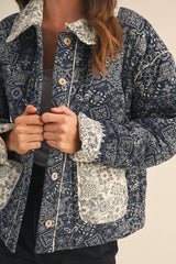 BANDANA PRINT JACKET: Navy / M