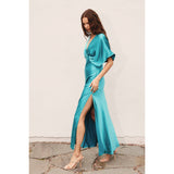 Satin Blouson Maxi Dress