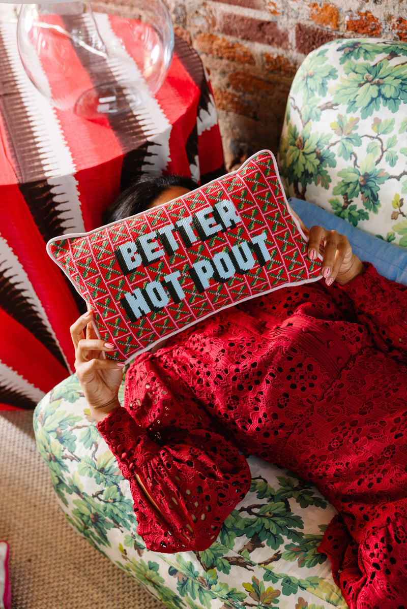Better Not Pout Needlepoint Pillow