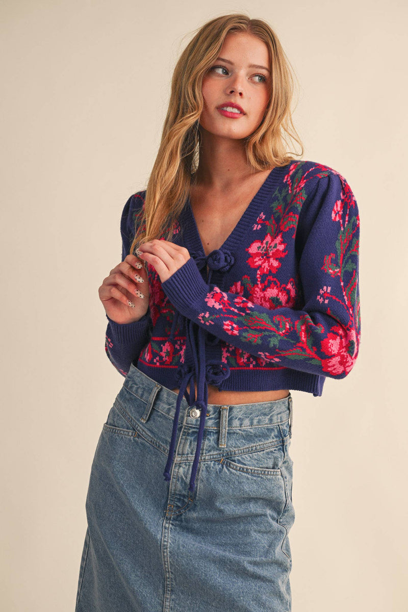 TIE-FRONT CARDIGAN: L