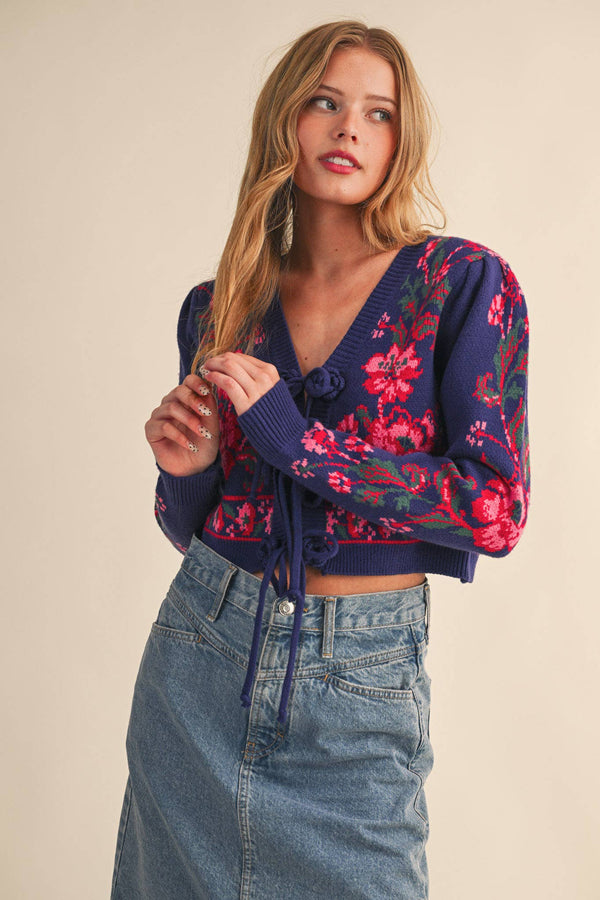 TIE-FRONT CARDIGAN: S
