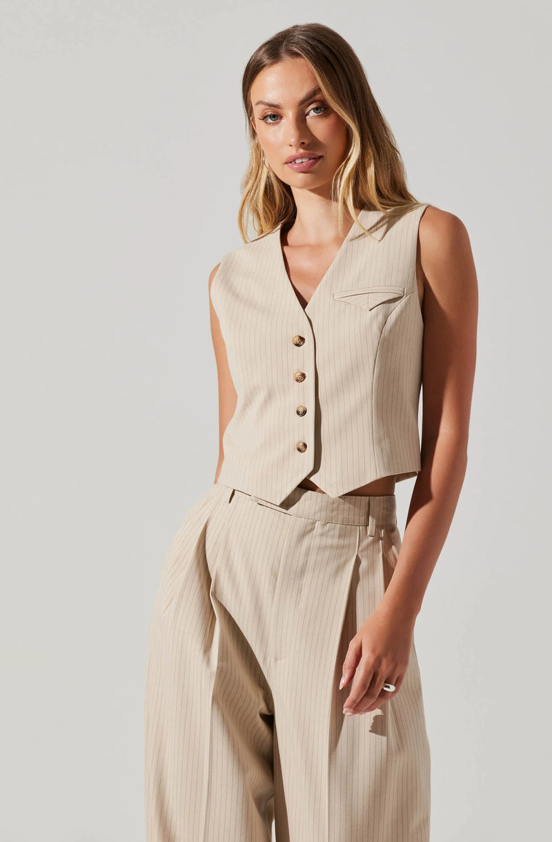 DARCIE PINSTRIPE BUTTONED FRONT VEST