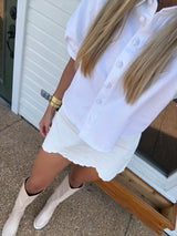 Scalloped Hem Denim Skirt