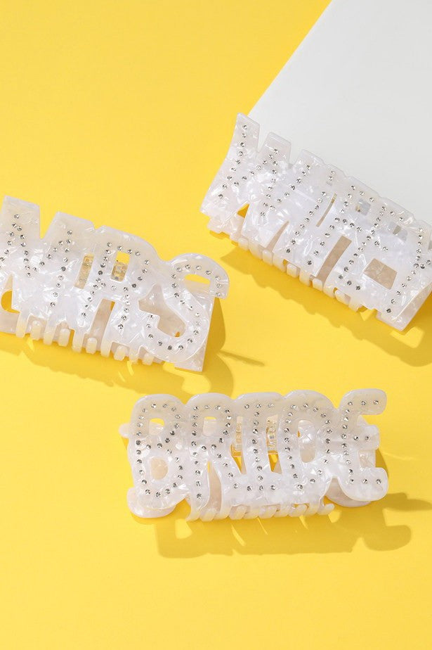 Bride Wifey Mrs Hair Claw Clips