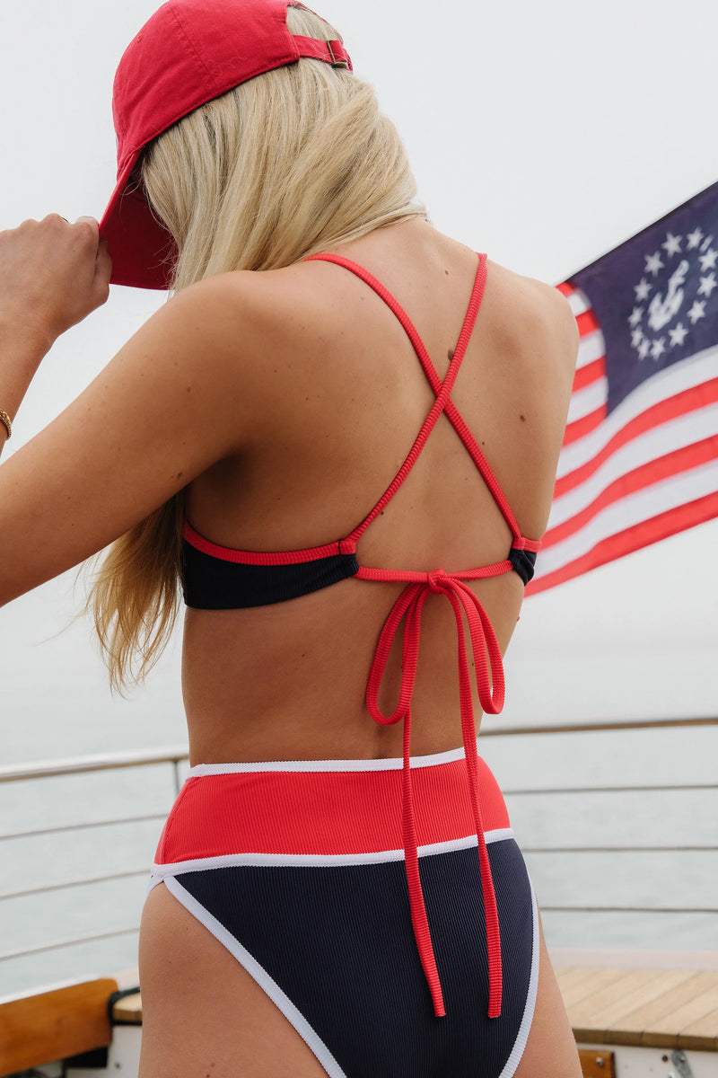 BEACH RIOT: KORI TOP - AMERICANA COLORBLOCK
