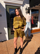 Olive round neck short sleeve top