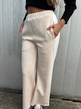 P.CILL Butter Side Stripe Wide Leg Pants Oatmeal/Cream