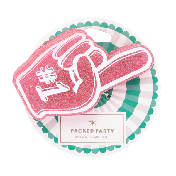 #1 Fan Foam Finger Claw Clip – Pink Glitter