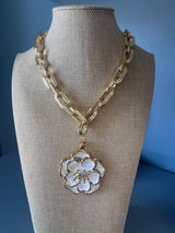 White Lily Pendant Necklace