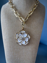 White Lily Pendant Necklace