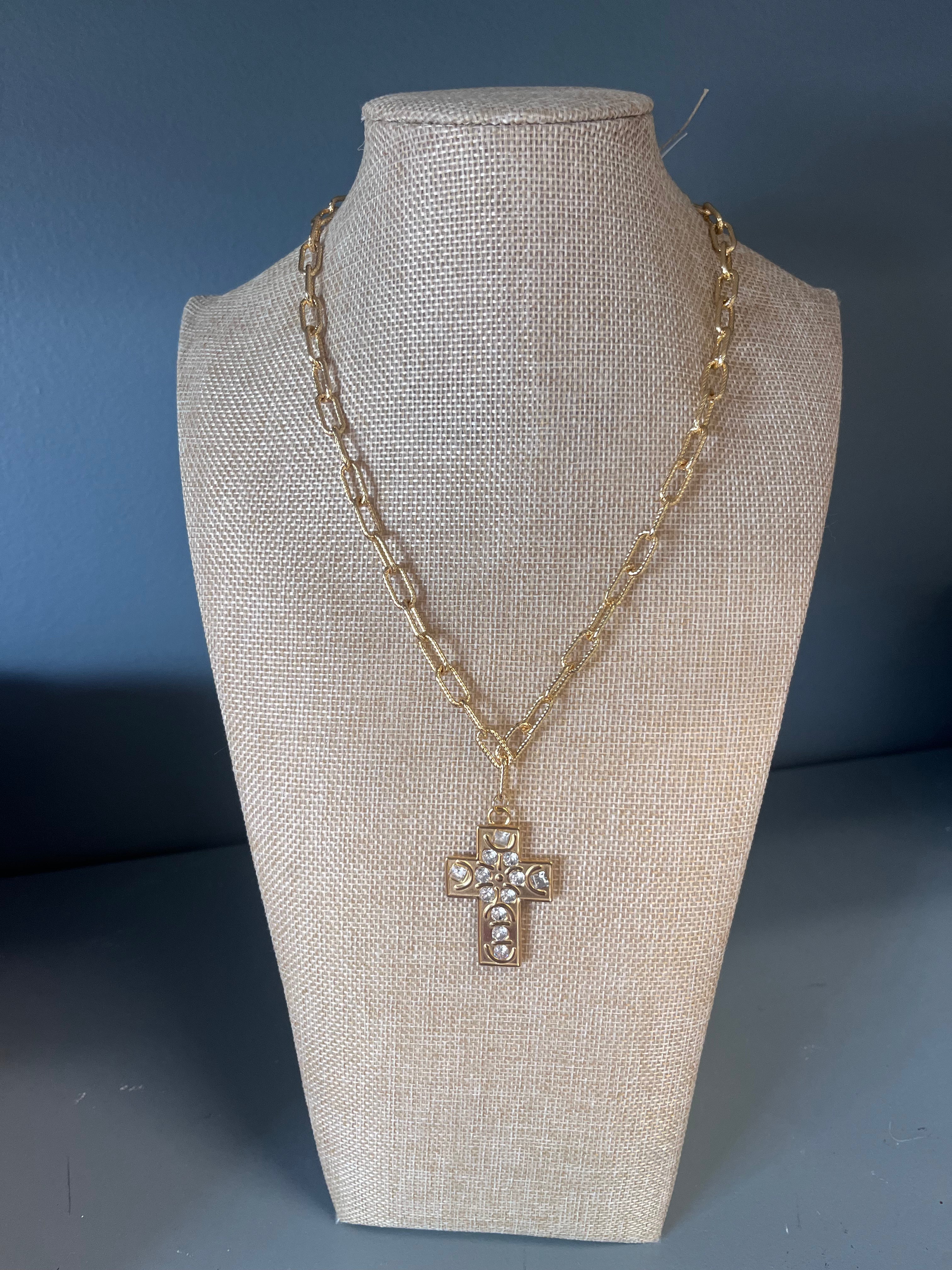 Moonstone Cross Necklace