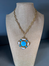 Turquoise & Pearls Pendant Necklace