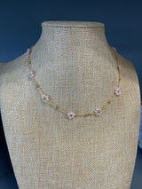 Pink Dainty Flower Necklace