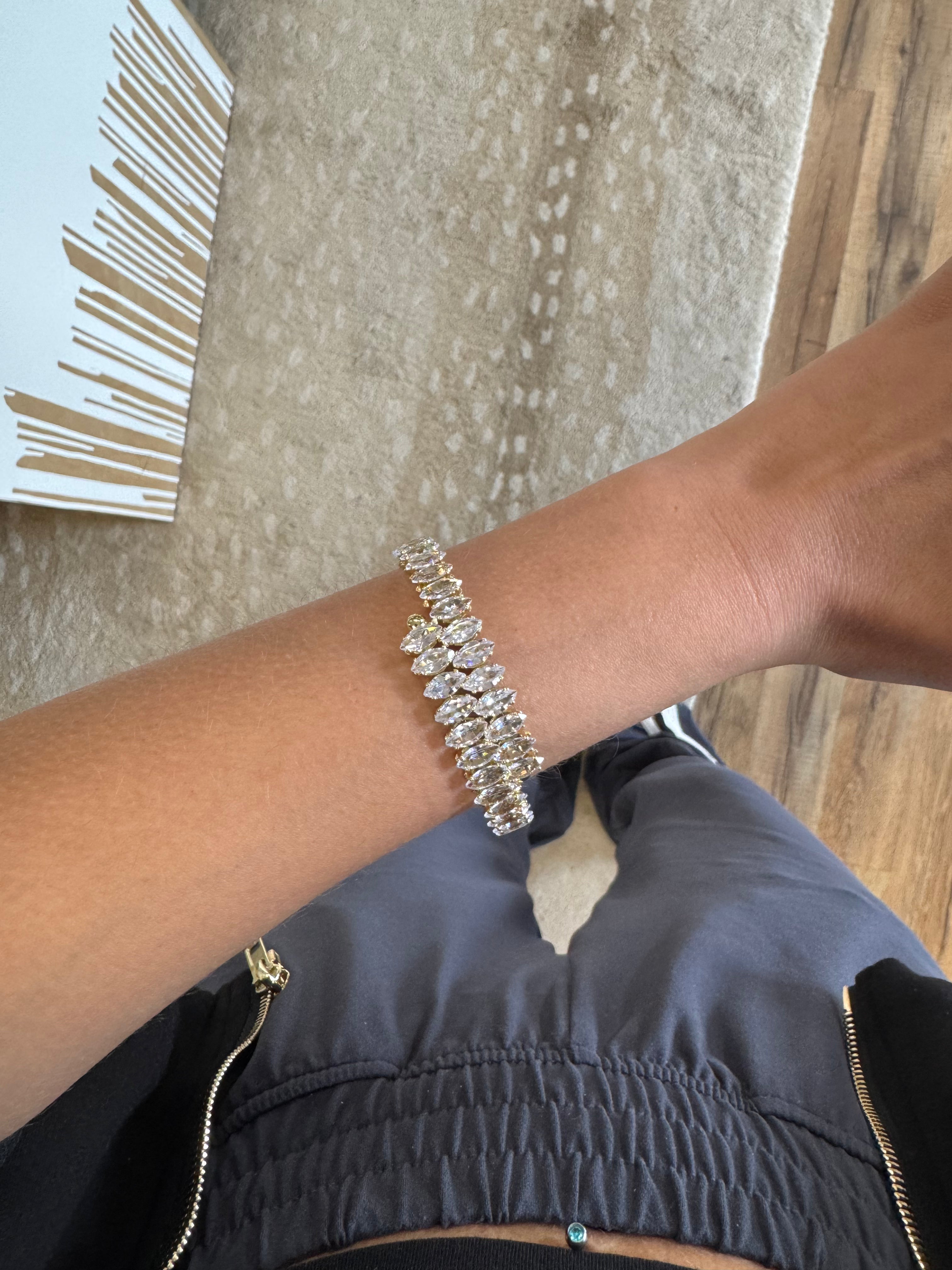 Rhinestone Marquis Wrap Bracelet