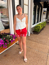 Dayna Embroidered Scalloped Shorts