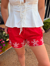 Dayna Embroidered Scalloped Shorts