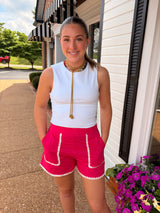 Megan Embroidered High Waisted Shorts