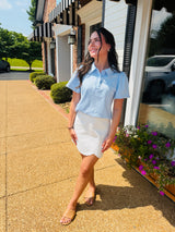 Collared Lace Trim Polo Top