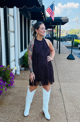 Mini Suede Fringe Dress