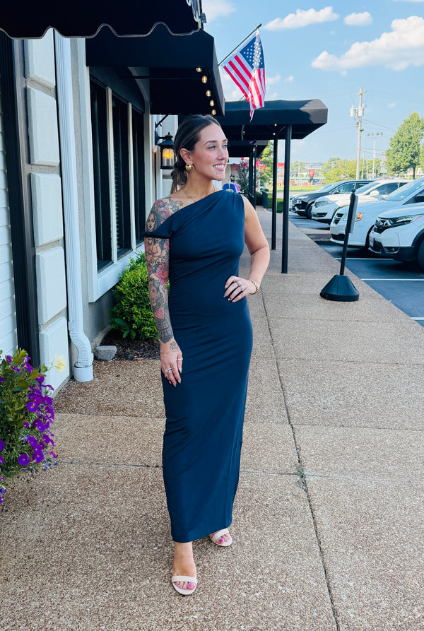 Asymmetrical Twist Maxi Dress