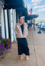 Fawn Print Faux Fur Jacket
