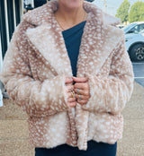 Fawn Print Faux Fur Jacket