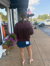 Long Sleeve Suede Cropped Jacket