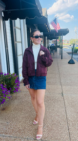 Long Sleeve Suede Cropped Jacket