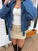 Khaki Denim Mini Skirt