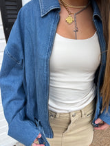 Khaki Denim Mini Skirt