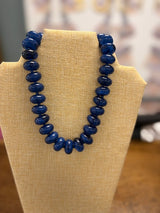 Pink, navy, aqua sugar beaded necklace