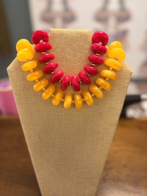 Yellow and fuchsia happy hour necklace