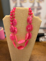 Peony necklace in fuchsia and orange