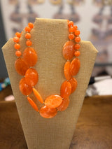 Peony necklace in fuchsia and orange