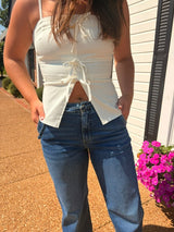 High Rise Wide Leg Belted Risen Jeans