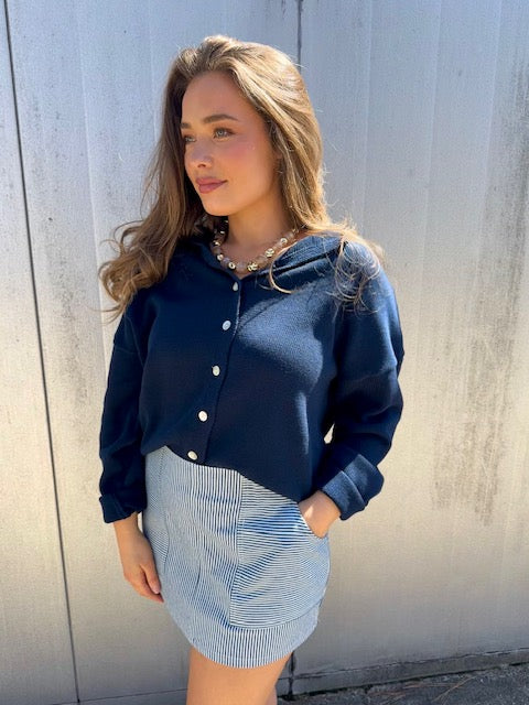 Navy Long Sleeve Cardigan