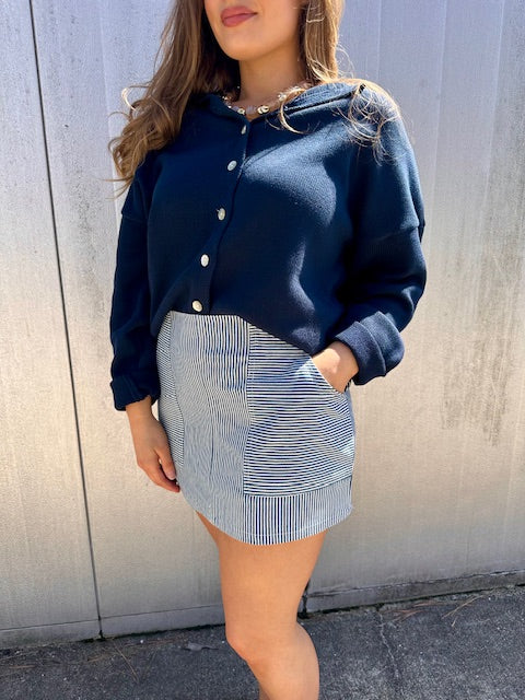 Navy Long Sleeve Cardigan