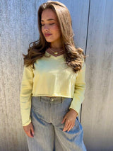 V-Neck Boxy Cropped Sweater