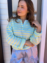 Stripe Half Button Sweater