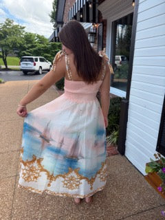 Printed Sailboat Midi Dress