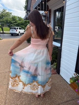Printed Sailboat Midi Dress