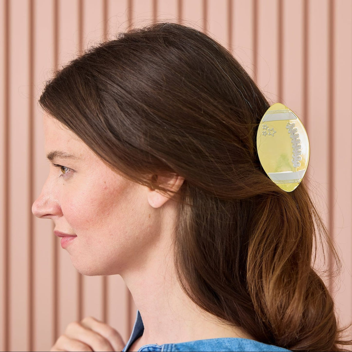 "Go for the Gold" Football Hair Claw Clip – view 4 – York Laine