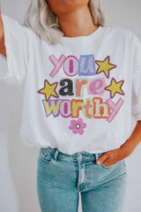 You Are Worthy Oversized Graphic Tee